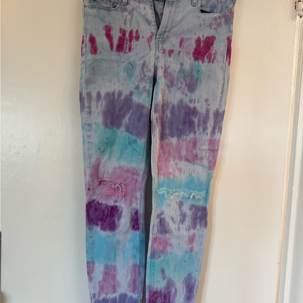 PAIGE Multicolor Tie-Dye Straight Leg Jeans